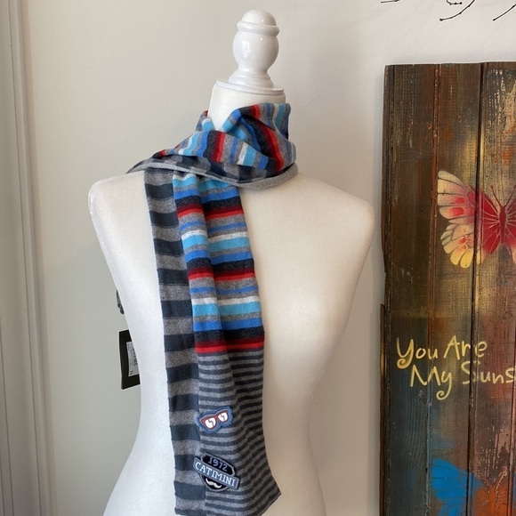 NWT Catimini French Designer Blue Gray Sunglass Appliqué Scarf Girl’s Scarf - Picture 1 of 11